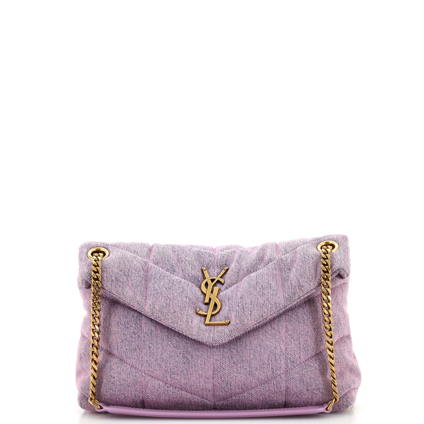 Luxury Saint Laurent Trending 2025 Loulou Puffer Shoulder Bag Quilted   Denim Small
