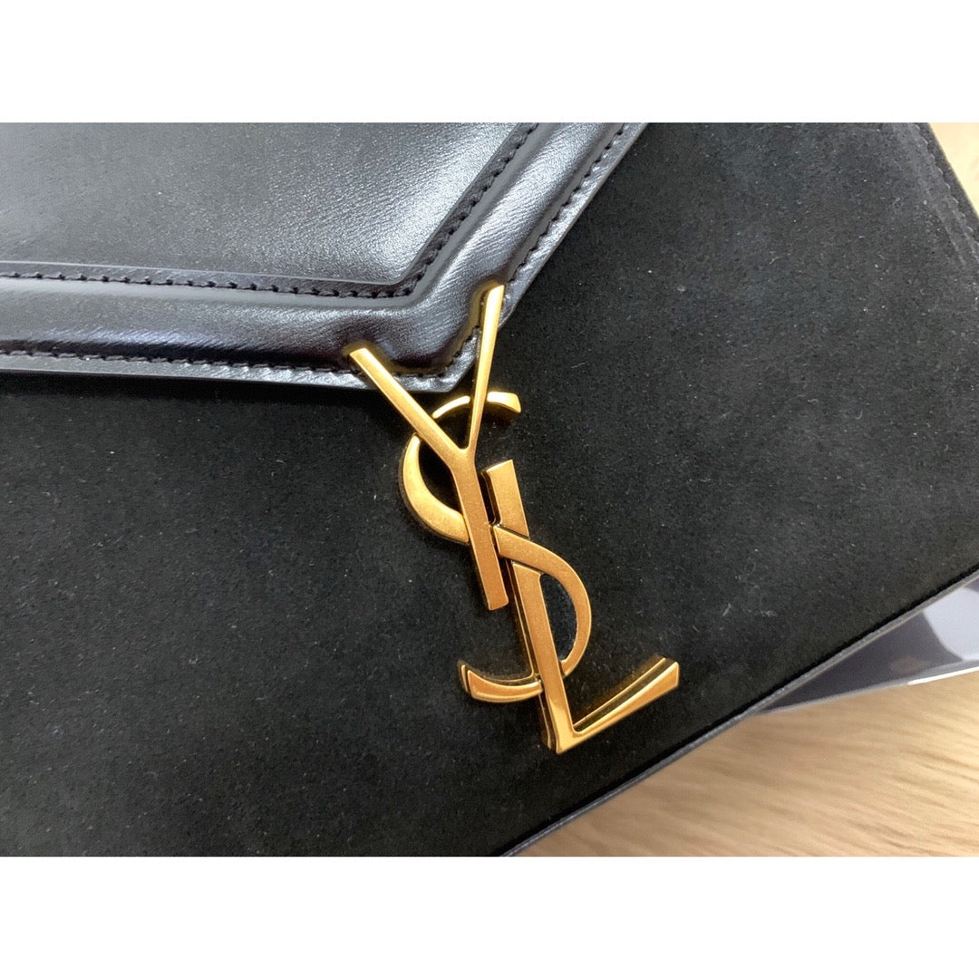 YSSL Cassandra Medium Top Handle Bag In Grain Black For Women 9in/24.5cm YSL 623931BOW0W1000