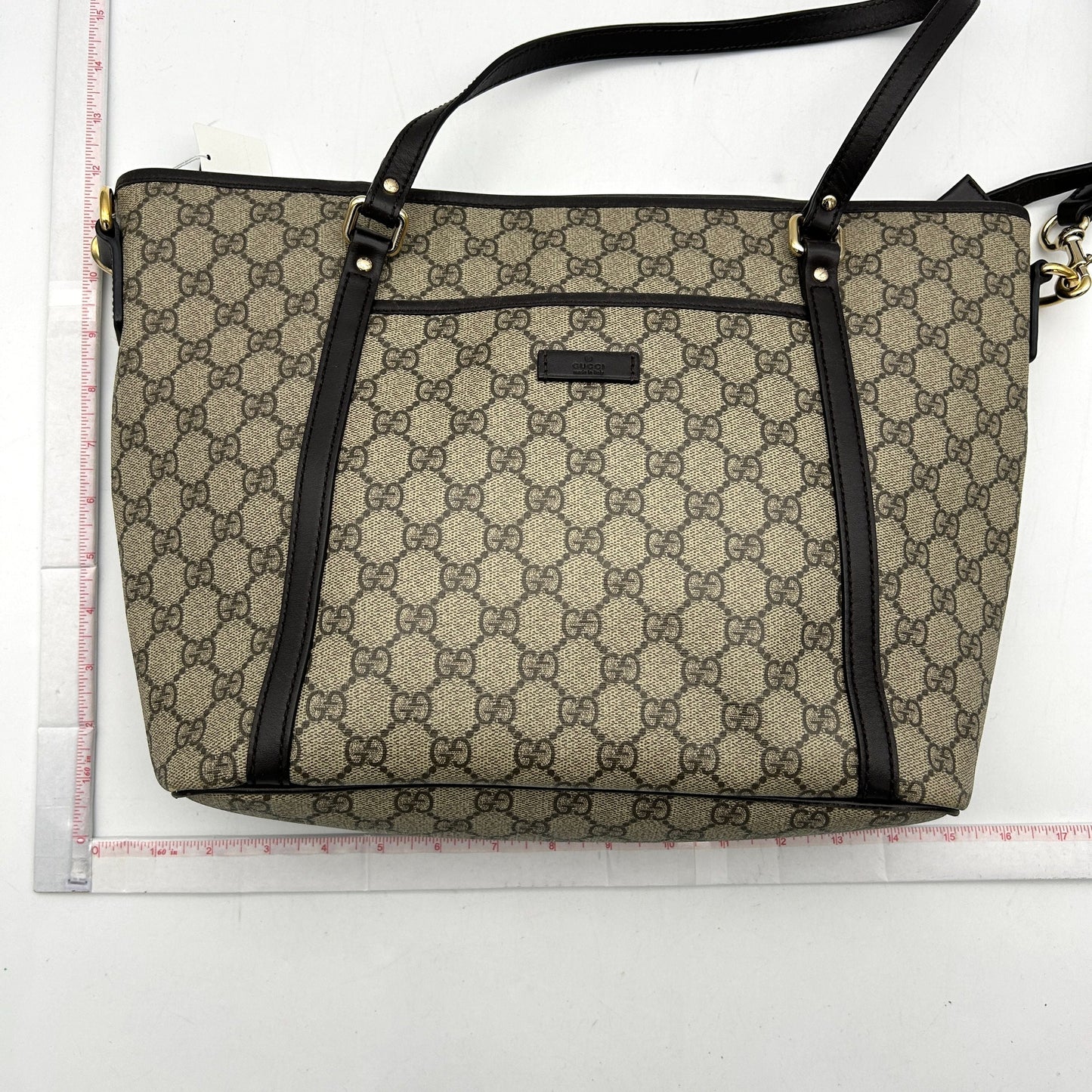 Gucci Beige/Ebony GG Supreme Canvas/Leather Medium Joy Tote Bag AF
