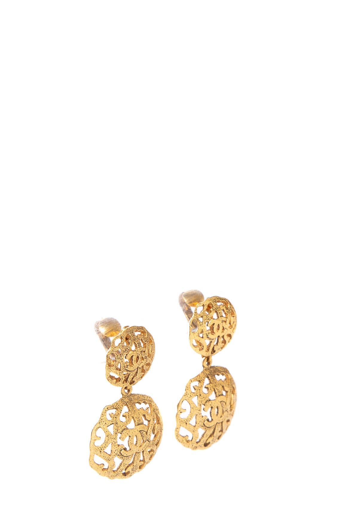 Chanel   Gold Filigree Drop Clip-On Earrings