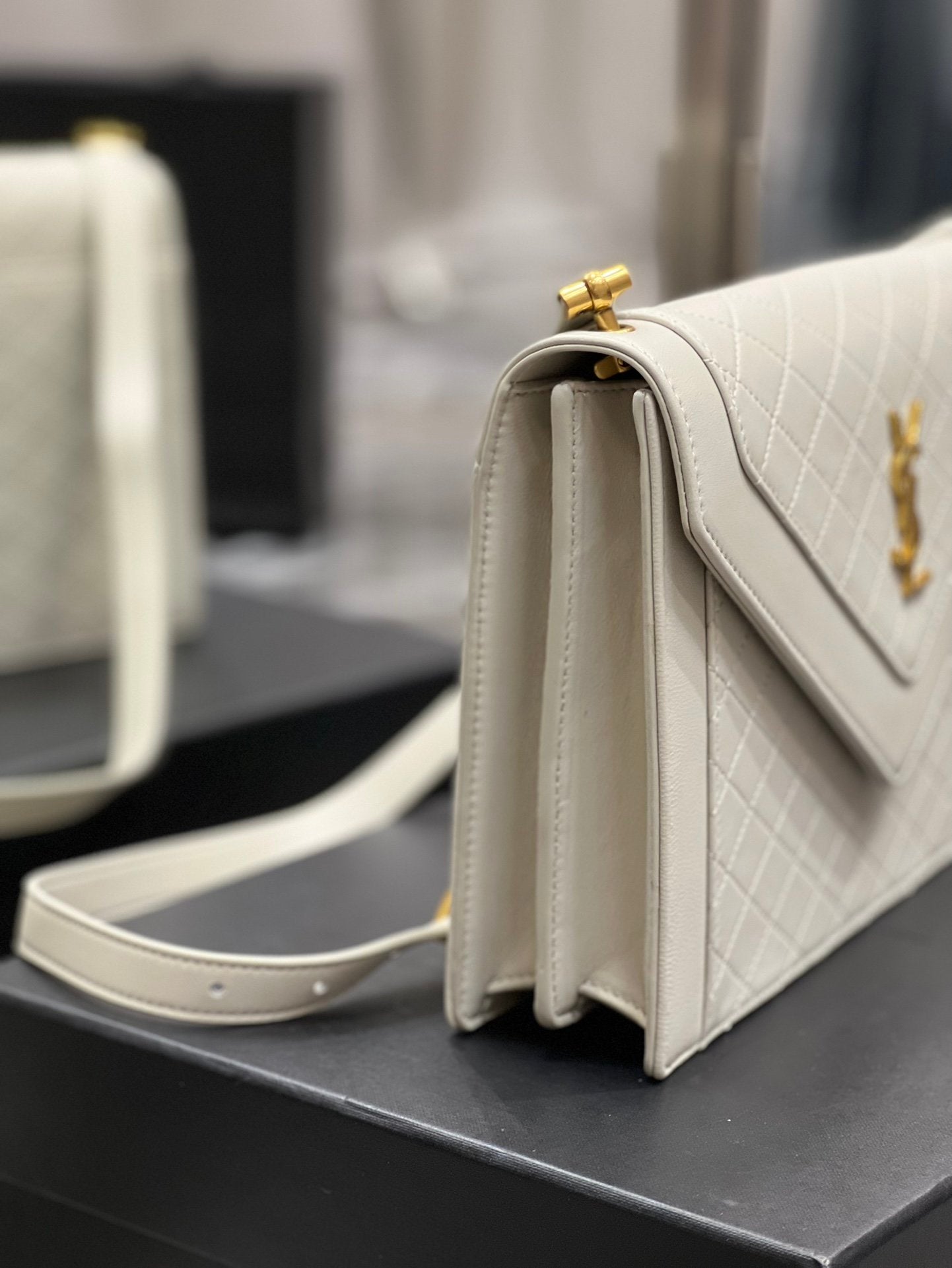 YSSL Gaby Satchel Bag In White With Gold Toned Hardware For Women 10in/26cm YSl 6688631EL079207