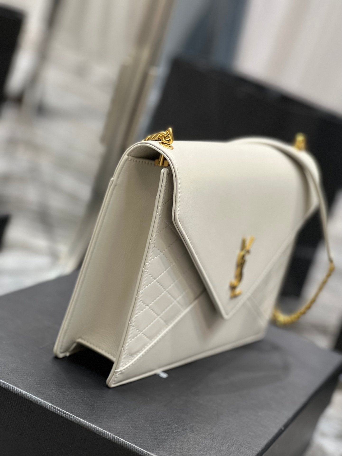 YSSL Gaby Chain Bag White With Gold Hardware For Women 10in/27cm YSL