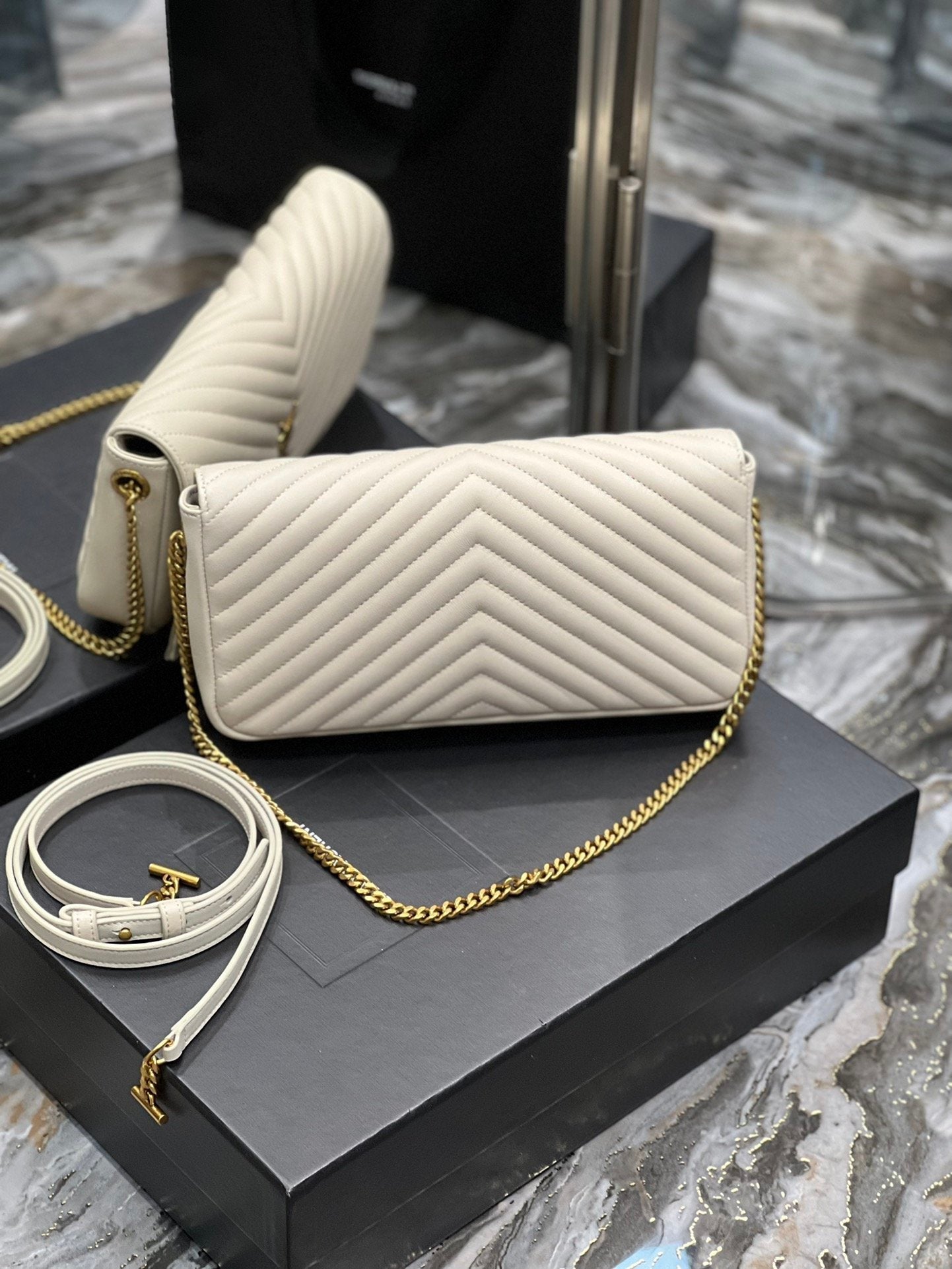 Top Quality Kata 99 Chain Bag White With Gold Hardware For Women 10.2in/26cm YSL