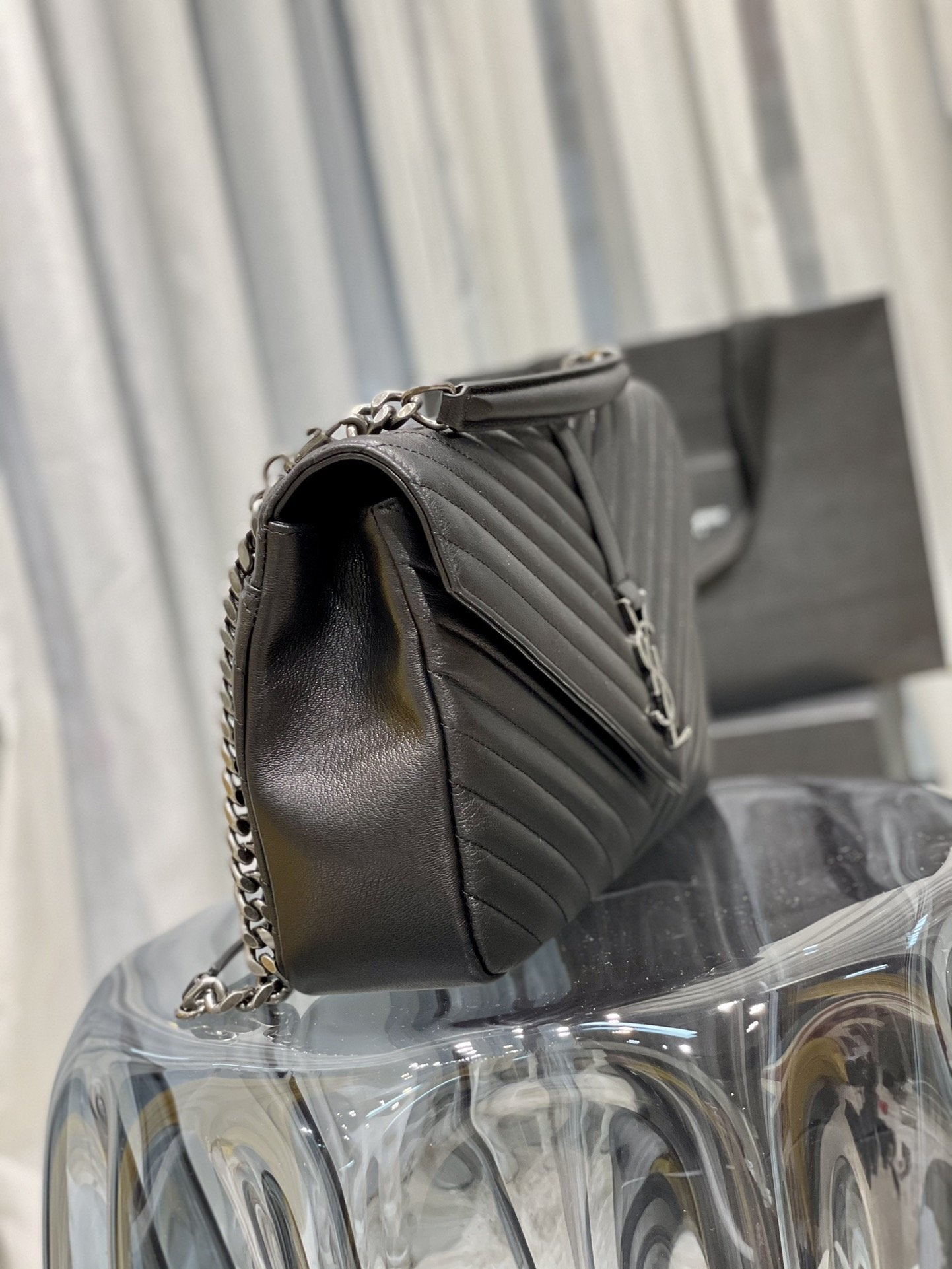 Top Quality College Large Chain Bag Black With Silver TonedHardware For Women 12.6in/32cm YSL 600278BRM041000