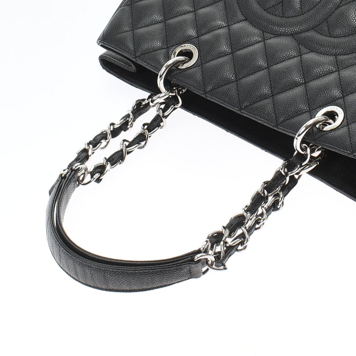 Chanel Matelasse Gst Black Silver Hardware Caviar Skin Tote Bag