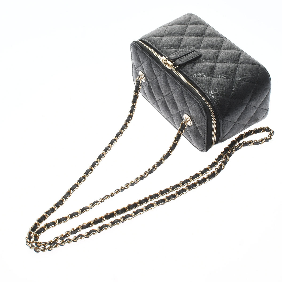 Chanel Matelasse Vanity Case Black Gold Hardware Grained Calfskin Shoulder Bag