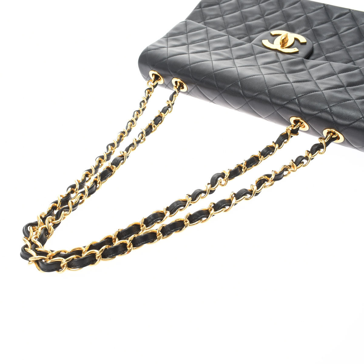 Chanel Matelasse Big Matelasse Chain Shoulder 34cm Black Gold Hardware Lambskin Shoulder Bag