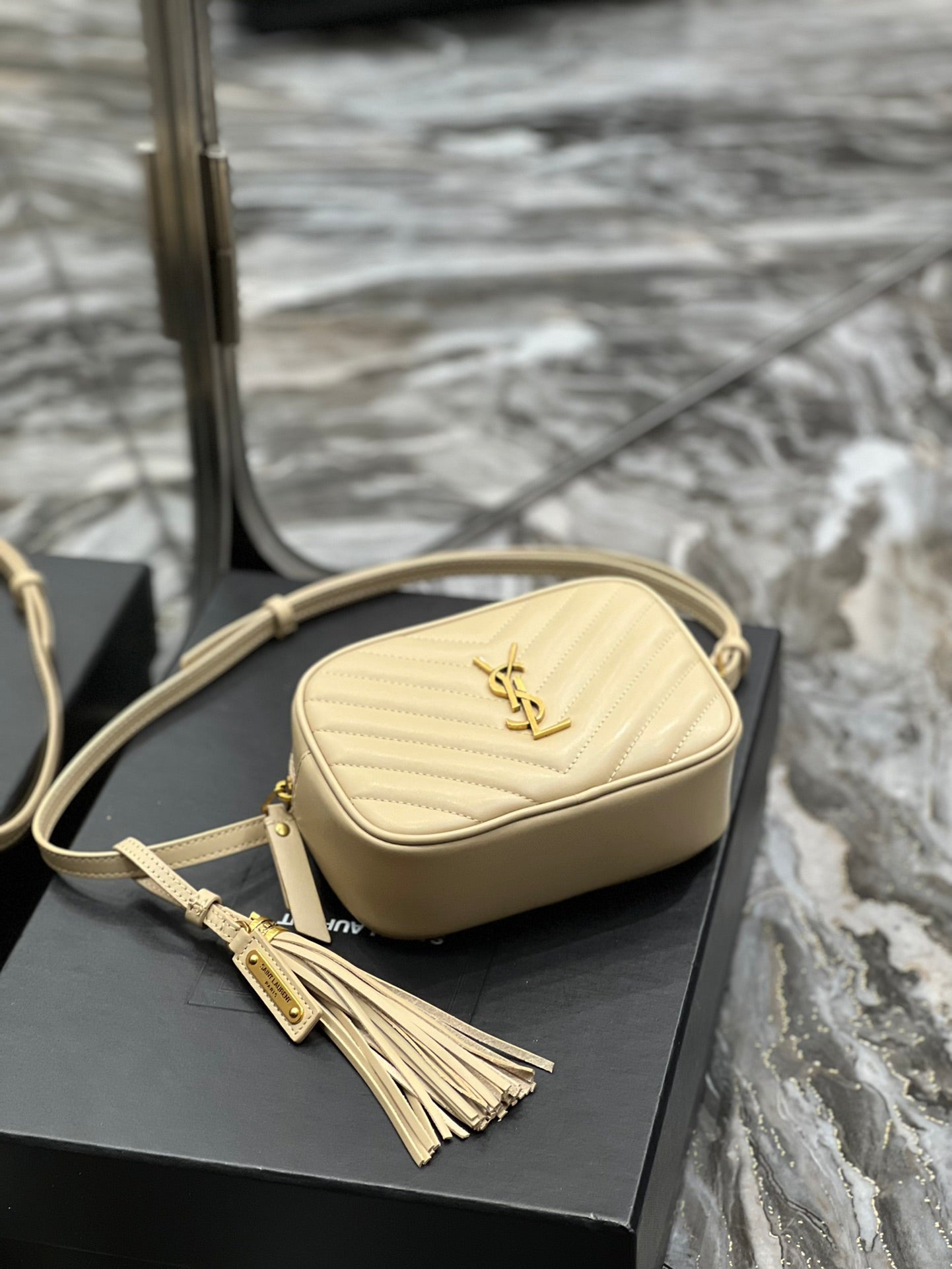 Top Quality Lou Belt Bag Beige In Matelassé Gold Toned Hardware For Women 6.1in/15cm YSL 614031DV7072721