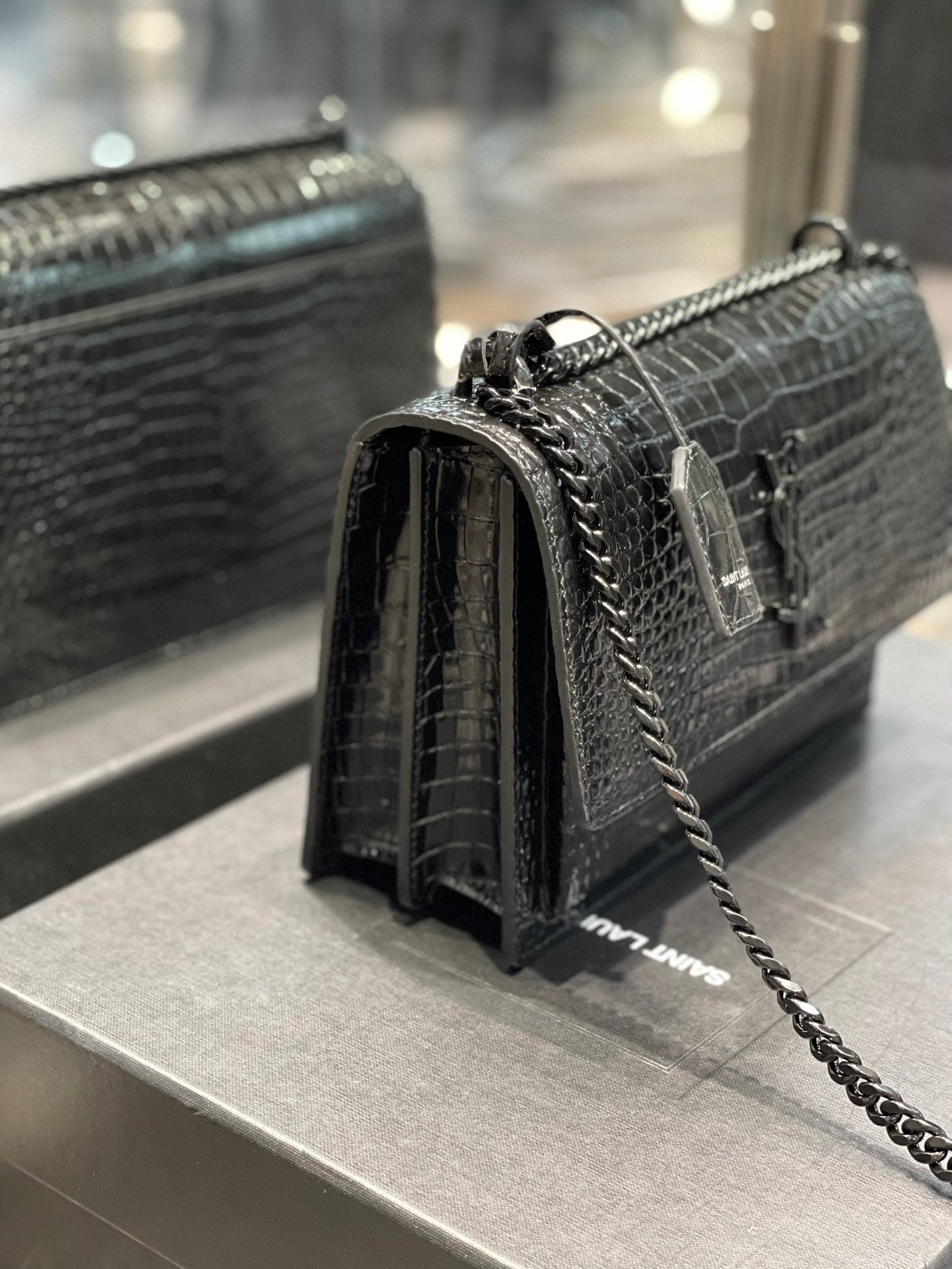 YSSL Sunset Medium Chain Bag Black For Women 8in/22cm YSL 442906DND0U1000
