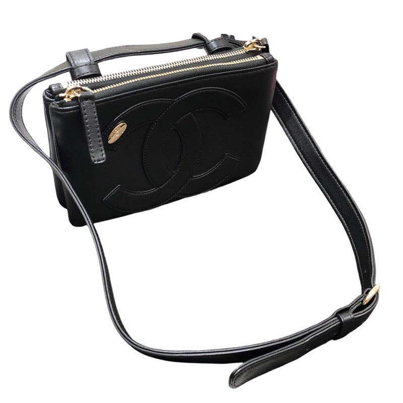 Chanel Waist Bag GD Metal Fittings Lambskin Black