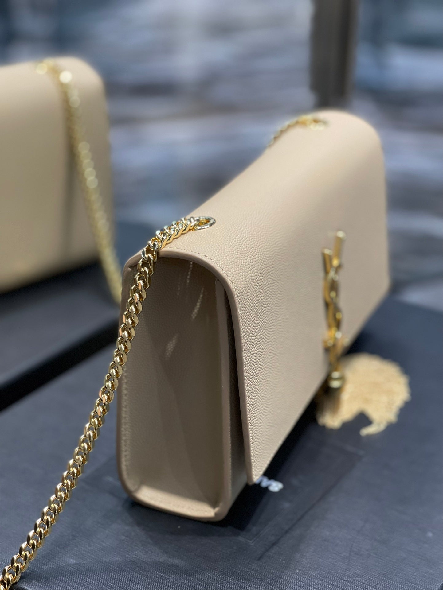 YSSL Kata Medium Chain Bag Beige With Tassel For Women 9in/24cm YSL