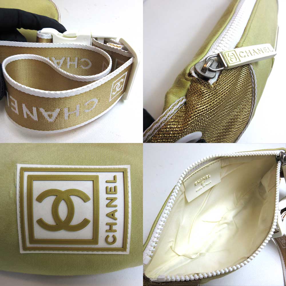Chanel Nylon Waist Pouch Body Bag Beige  d