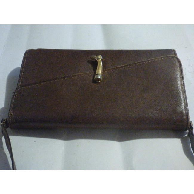 Gucci   Brown Leather With Bold Gold Boot Clasp Shoulder Bag
