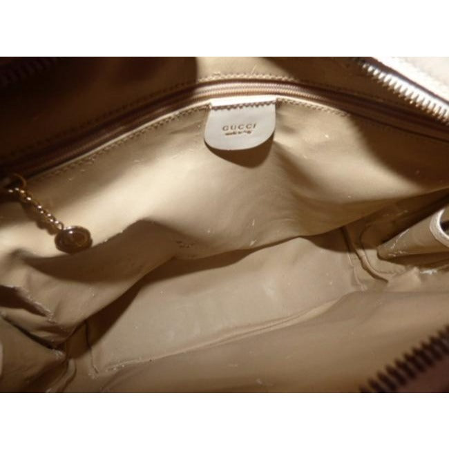 Gucci   Ivory Patent Leather Satchel