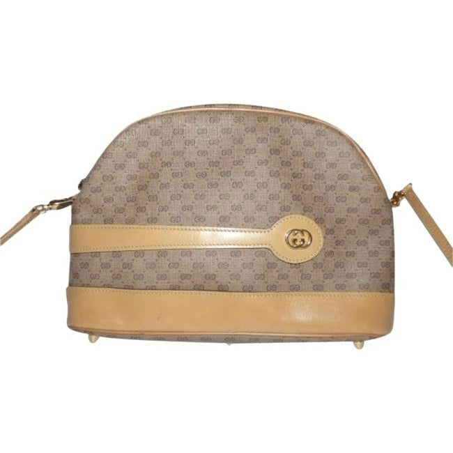 Gucci   Shades Of Brown Leather Coated Canvas Cross Body Bag
