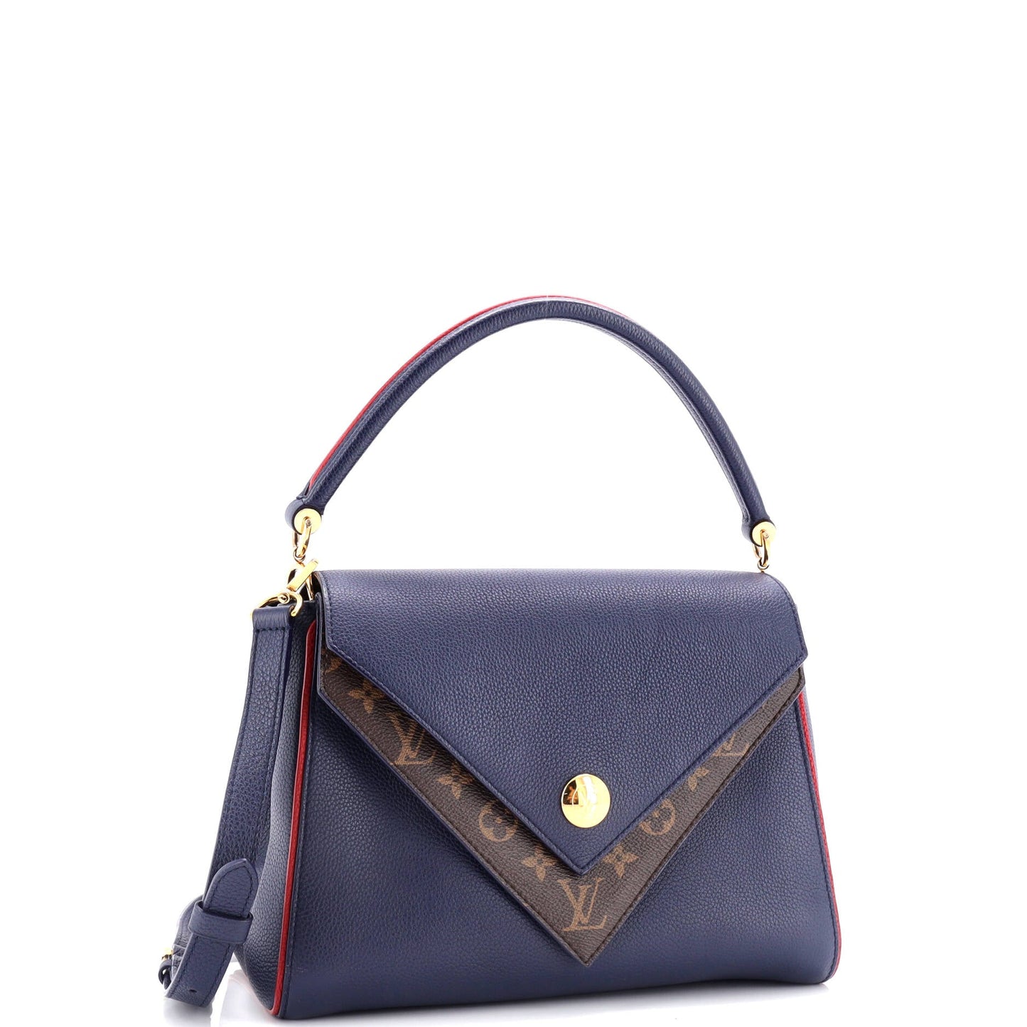 Louis Vuitton Double V Handbag Calfskin with Monogram Canvas