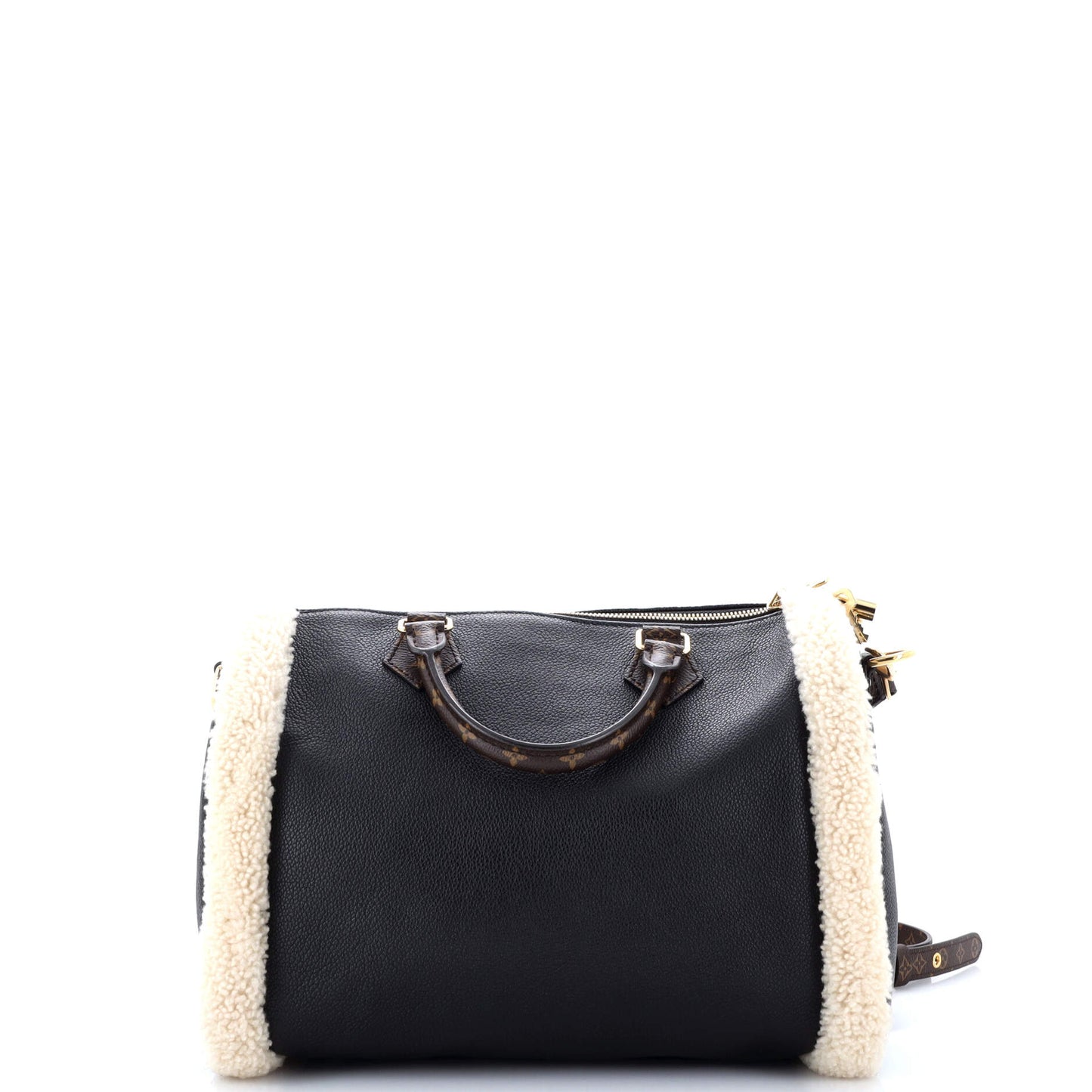 Louis Vuitton Speedy Bandouliere Bag Leather and Monogram Teddy Shearling 30