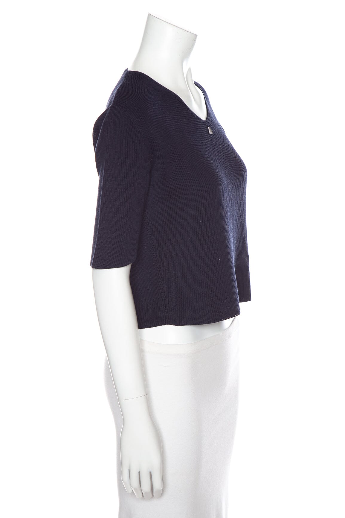 Chanel   2000 Cruise Collection Ribbed Navy Top SZ 42