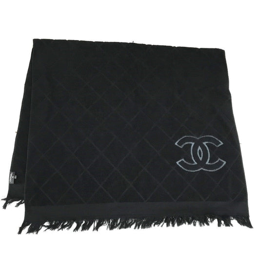 CHANEL towel cotton black COCO Mark CC logo Matrasse Women