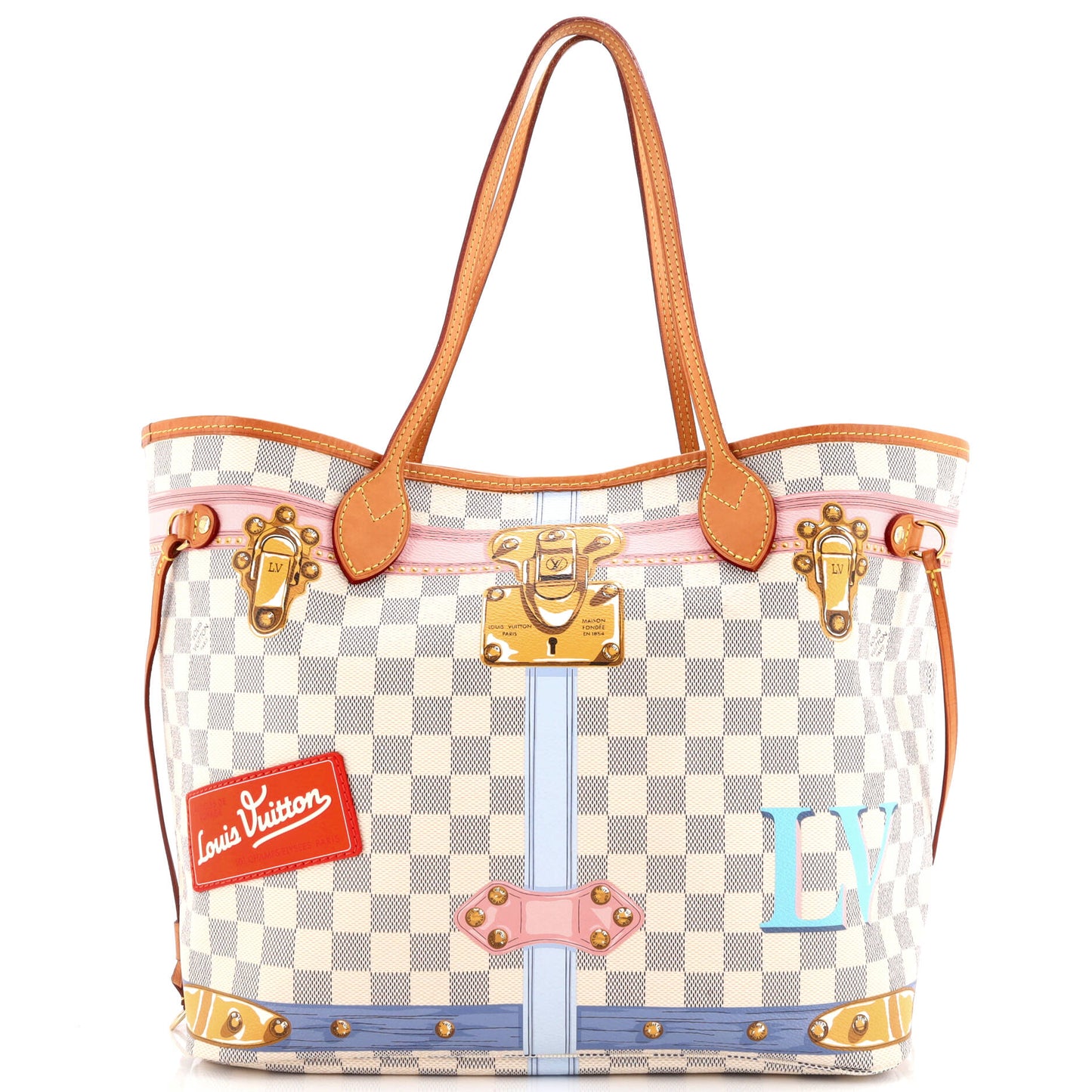 Louis Vuitton Neverfull NM Tote Limited Edition Damier Summer Trunks MM