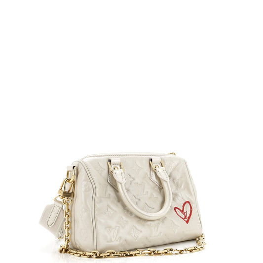 Louis Vuitton Speedy Bandouliere Bag Limited Edition Fall in Love Monogram Embossed Lambskin 22