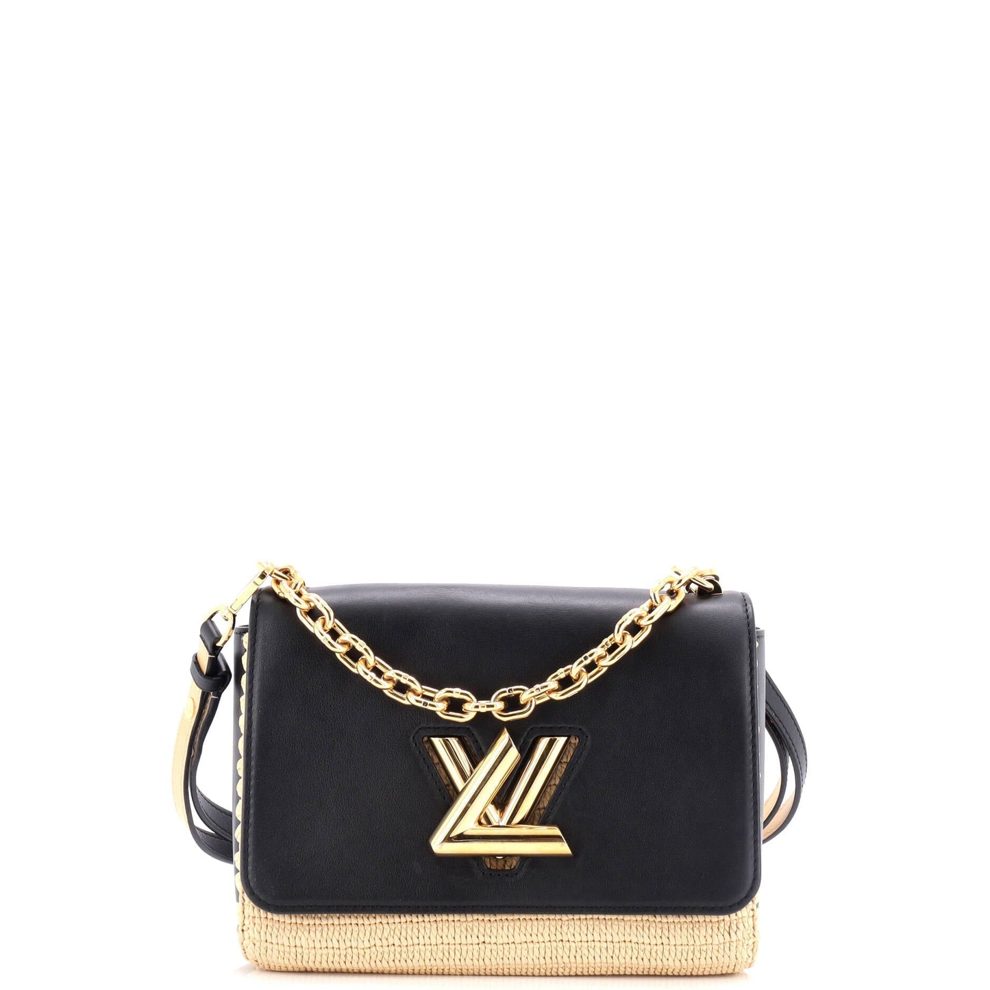 Louis Vuitton Twist Convertible Handbag Leather and Raffia MM