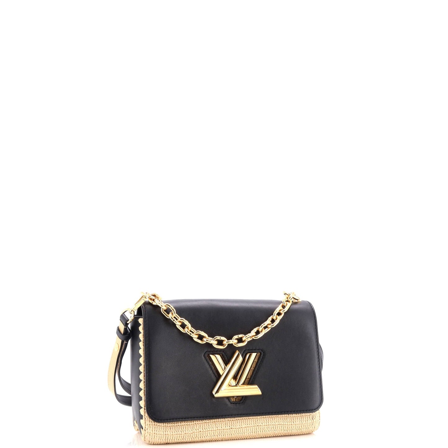 Louis Vuitton Twist Convertible Handbag Leather and Raffia MM
