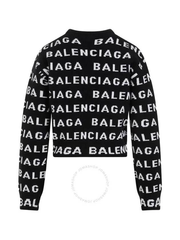 Luxury Balenciaga Trending 2025 Intarsia All-Over Logo Crew Neck Knit Top Black