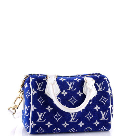 Louis Vuitton Speedy Bandouliere Bag LV Match Monogram Jacquard Velvet 20