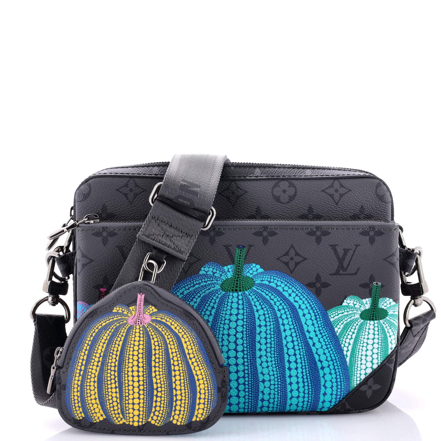 Louis Vuitton Trio Messenger Bag Yayoi Kusama Pumpkins Reverse Monogram Eclipse Canvas