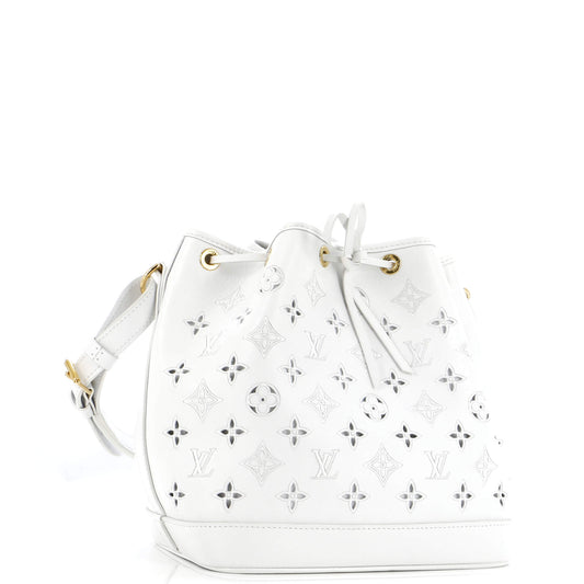 Louis Vuitton Petit Noe NM Handbag Monogram Cutout Broderie Leather