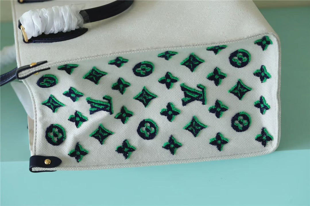 Top Quality Onthego MM Monogram Giant And Raffia White/ Black For Women,  Shoulder And Crossbody Bags 35cm/13.8in Top Quality 
