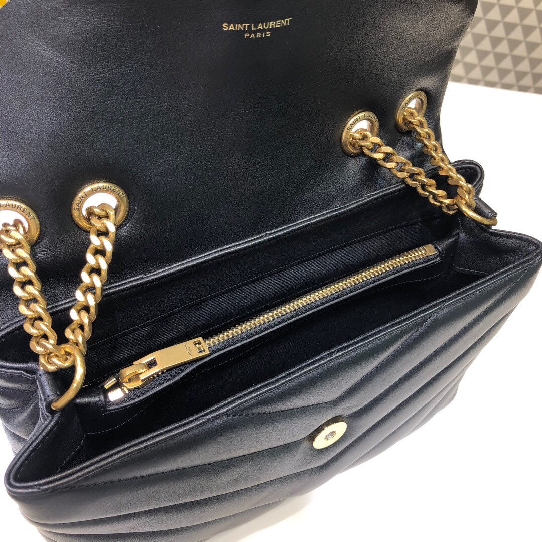 Top Quality Loulou Small Chain Bag In Matelassé "Y" Black For Women 9.8in/23cm YSL 494699DV7271000