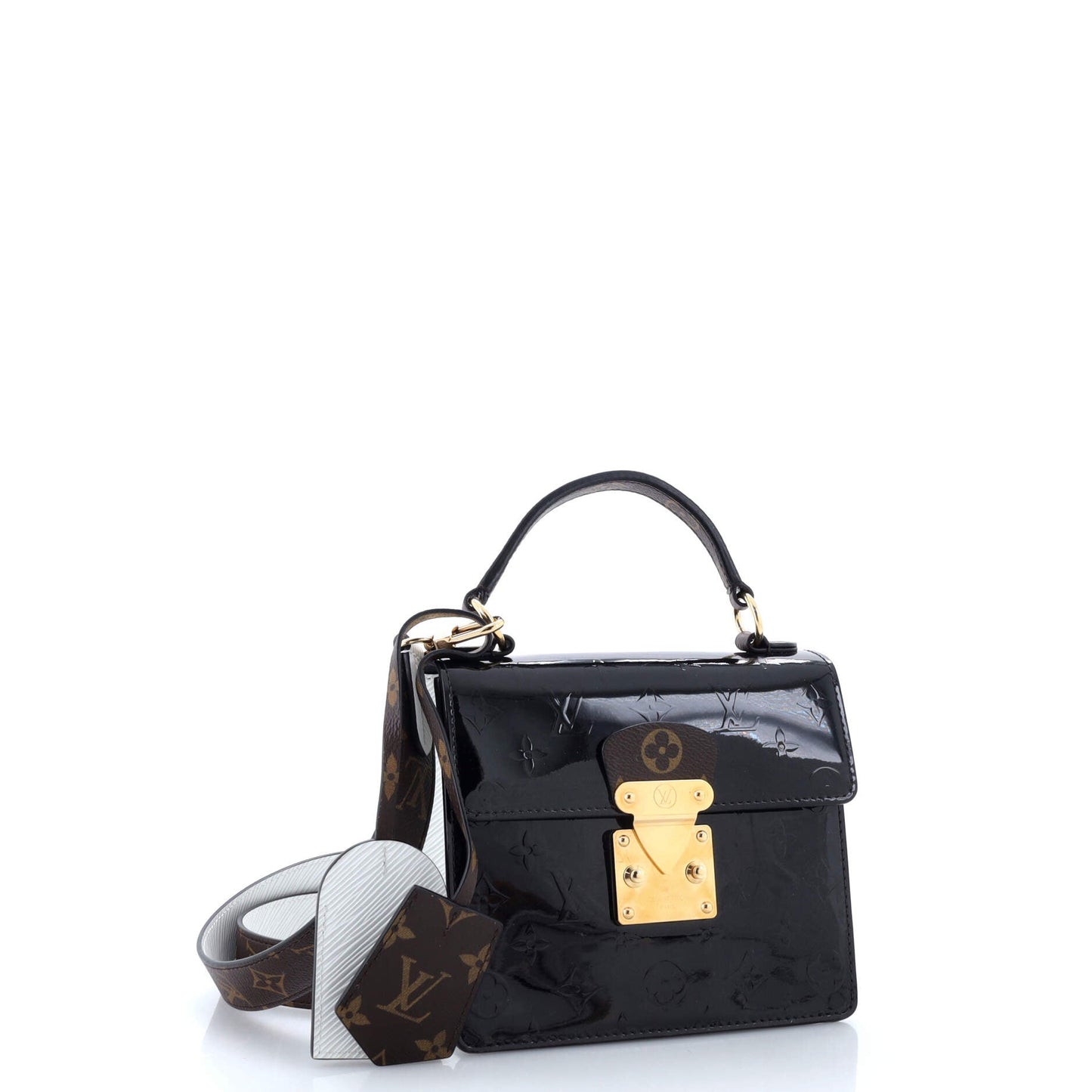 Louis Vuitton Spring Street NM Handbag Monogram Vernis with Monogram Canvas and Epi Leather