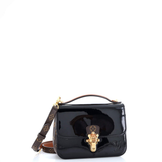 Louis Vuitton Cherrywood Handbag Vernis with Monogram Canvas BB