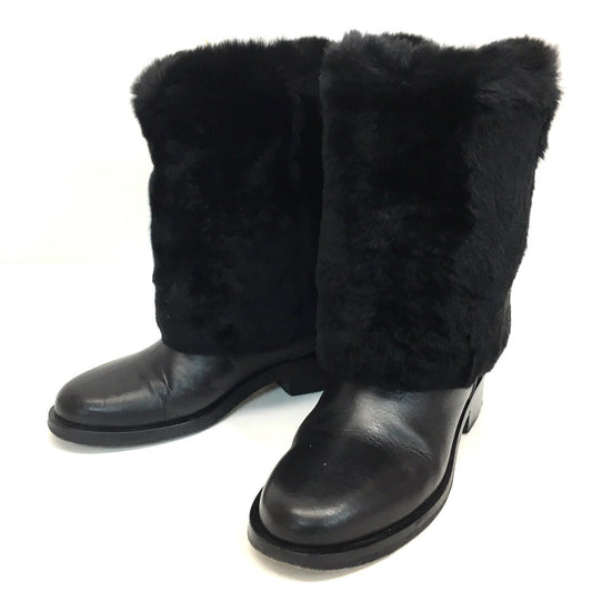 CHANEL boots G31196 leather black CC COCO Mark 15B Women 38