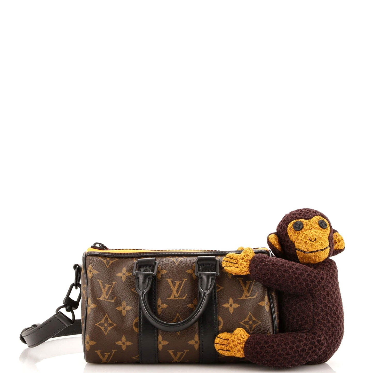 Louis Vuitton Keepall Bandouliere Bag Monogram Canvas with LV Friends Plush Monkey XS