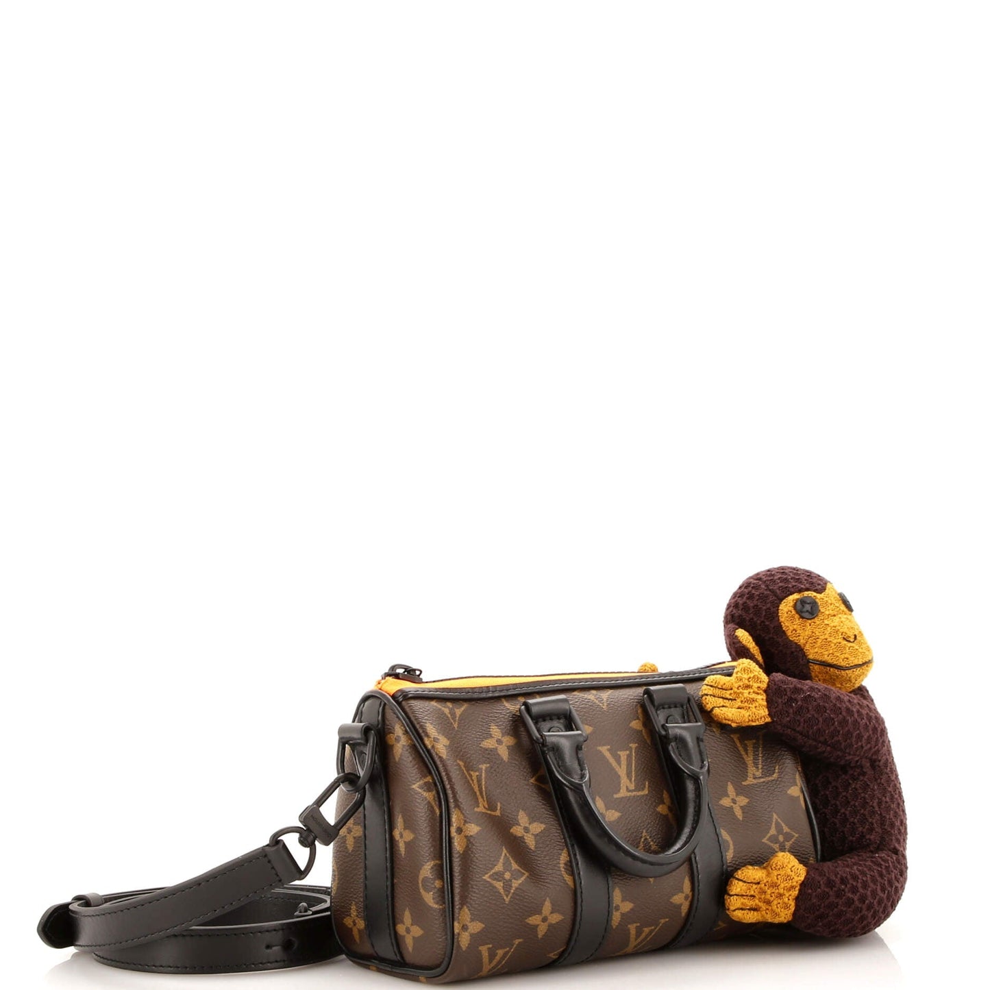 Louis Vuitton Keepall Bandouliere Bag Monogram Canvas with LV Friends Plush Monkey XS