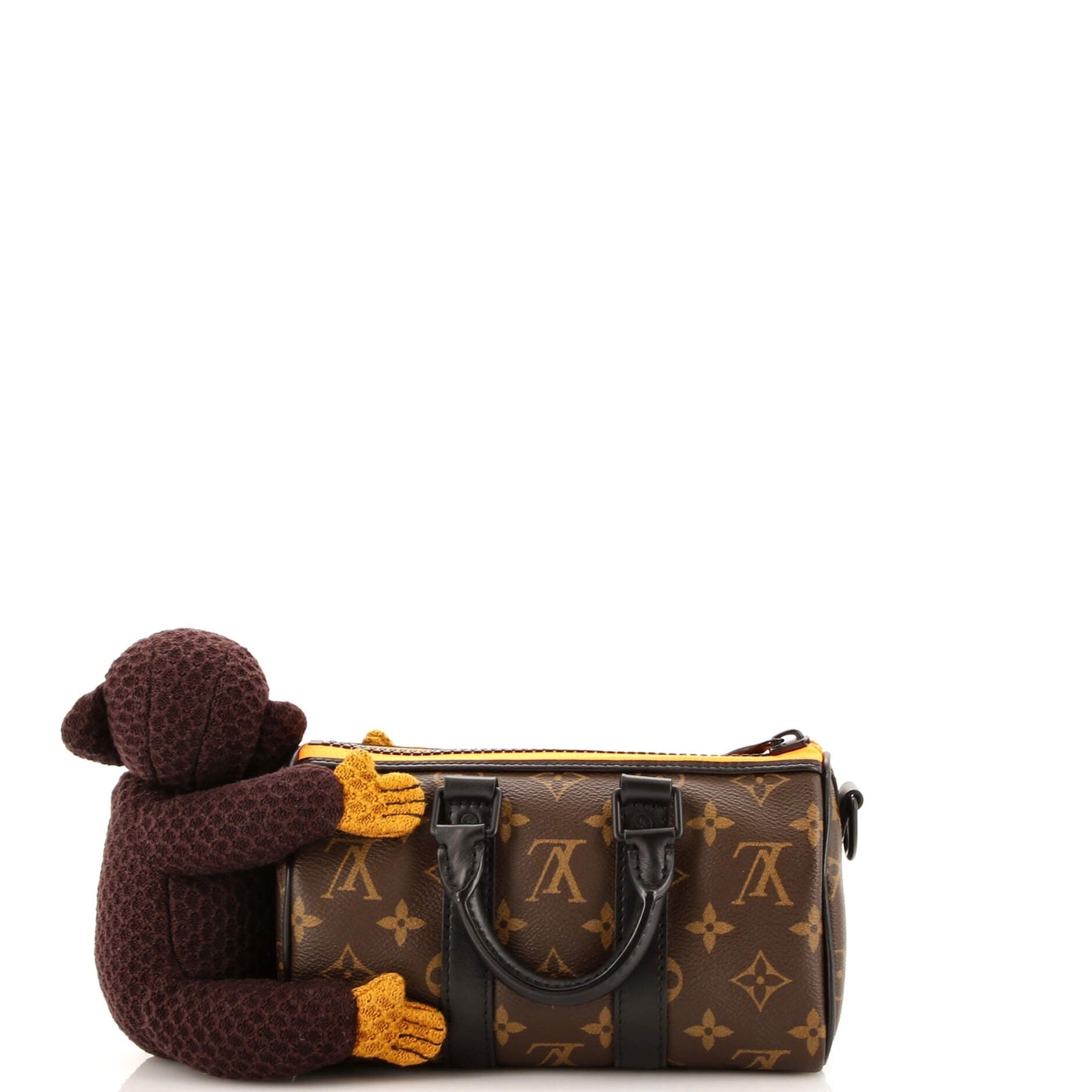 Louis Vuitton Keepall Bandouliere Bag Monogram Canvas with LV Friends Plush Monkey XS