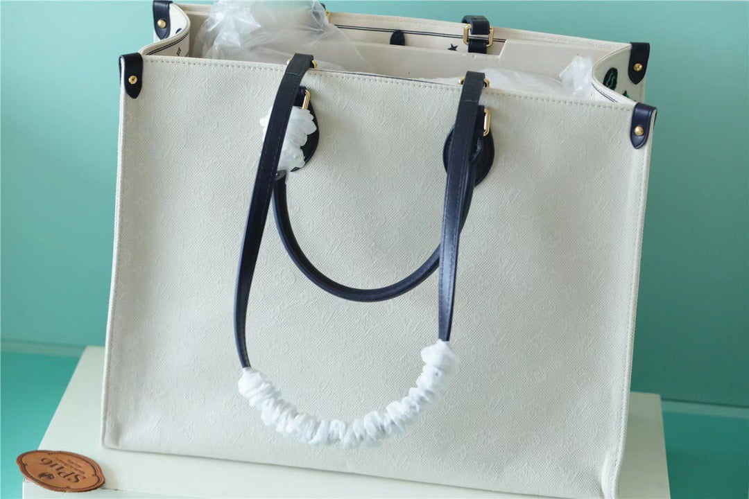 Top Quality Onthego GM Monogram Giant And Raffia White/ Black For Women,  Shoulder And Crossbody Bags 41cm/16.1in Top Quality 