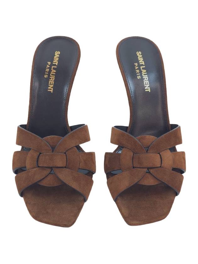 Luxury Saint Laurent Trending 2025 Tribute Suede Mules Brown