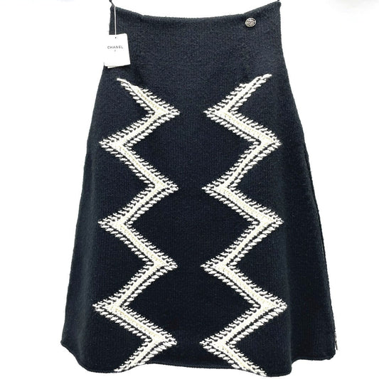 CHANEL skirt P55435K07229 Wool / cashmere black 16K Side double zip Women 34