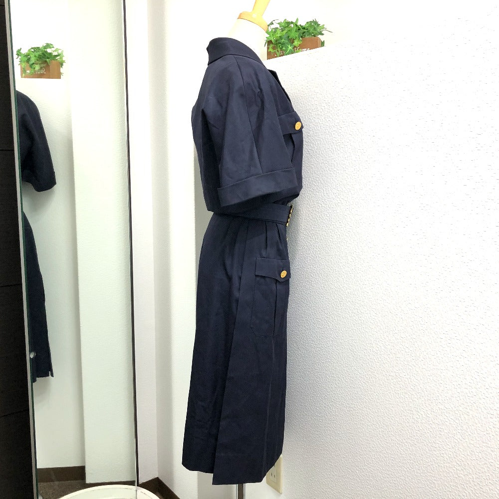 CHANEL one piece cotton Navy   Coco Chanel Buttons Women 36