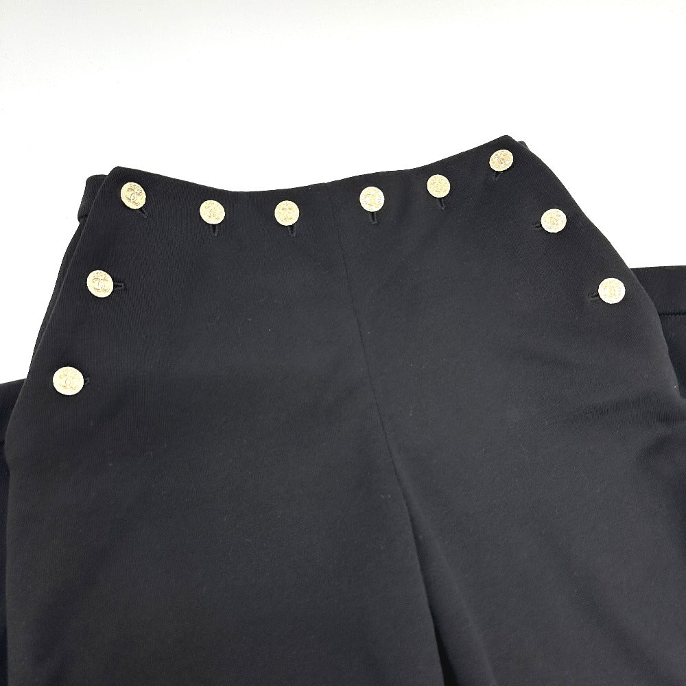 CHANEL Pants P76230 cotton black 24A COCO Mark Button CC Women 34