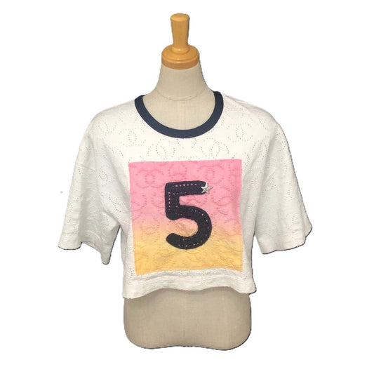 CHANEL Short sleeve T-shirt P76438 cotton white No.5 Star COCO Mark 34/36