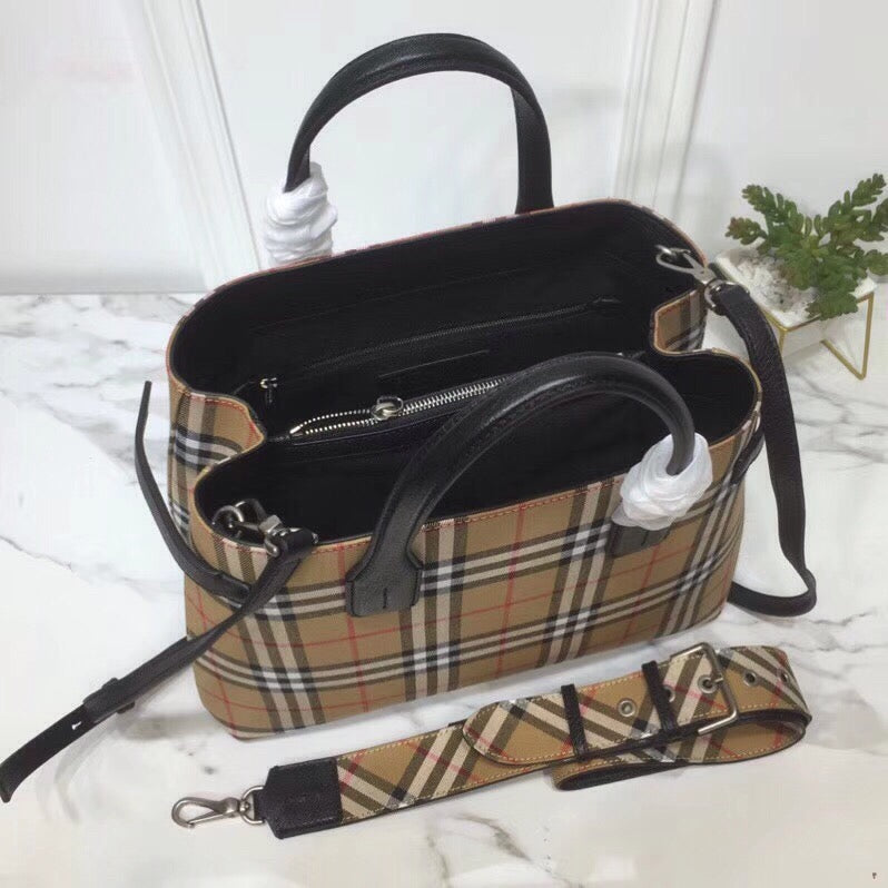 Top Quality Ho Check Derby MeTop Qualityum Banner Purse Tote Black For Women, Women’s Bags 14in/35cm