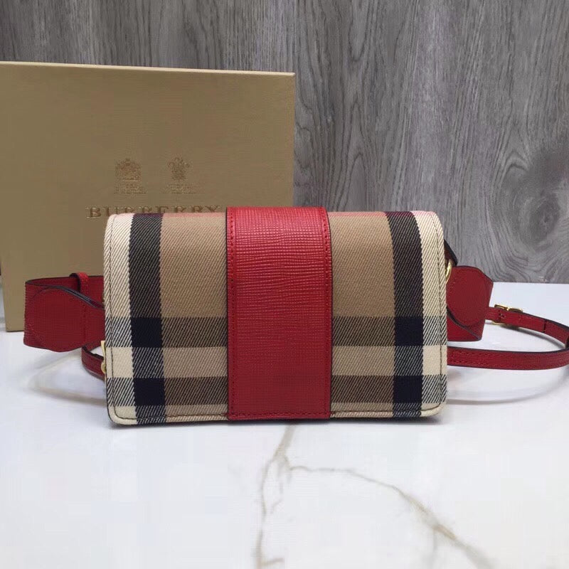 Top Quality The Small Buckle Bag In Ho Check Red For Women, Bags 7.5in/19cm