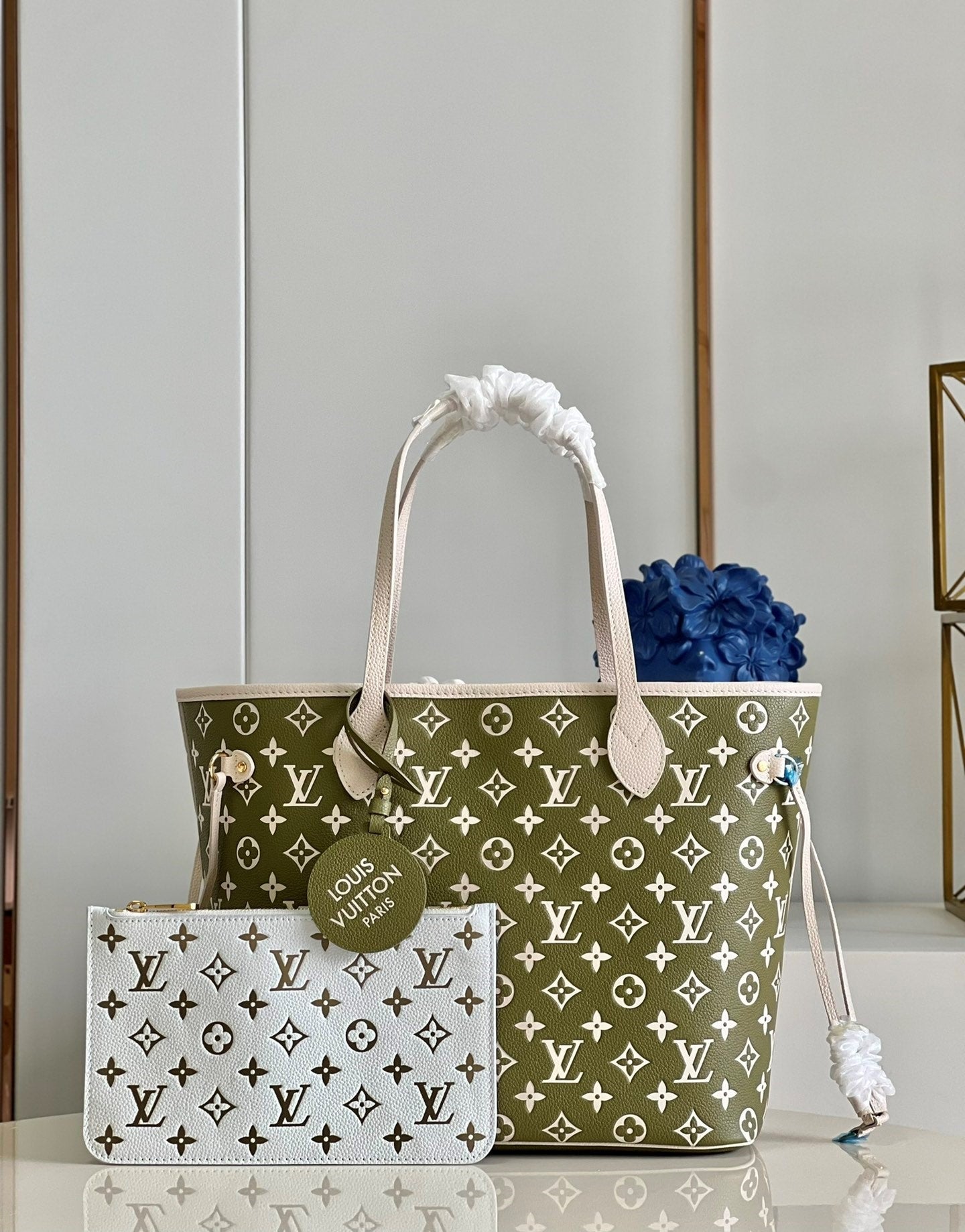 Top Quality Neverfull MM Monogram Empreinte Khaki/Beige For Women,  Tote Bags 12.2in/31cm Top Quality M46102