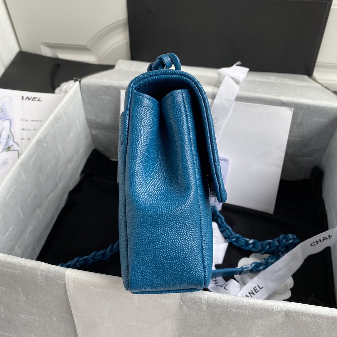 CHLFlap Bag Red Hardware Grained Blue For Women, Women’s Handbags, Shoulder Bags 9in/24cm AS2303