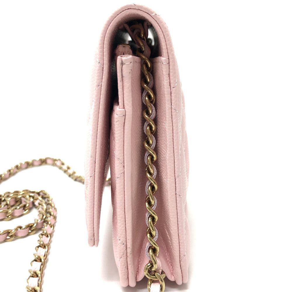 CHANEL Shoulder Bag AP0250 Caviar skin pink COCO Mark CC Chain wallet